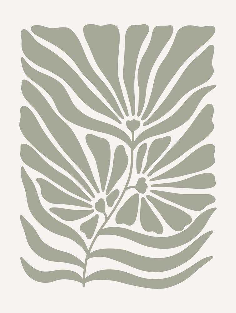 Cream And Sage Green Abstract Flower