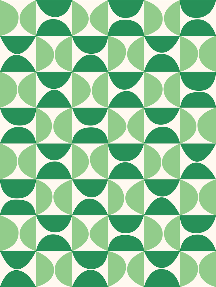 Mid-Century Geometric Pattern in Forest Green