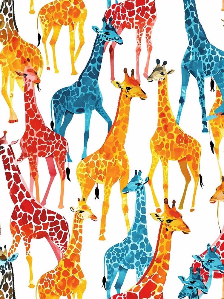 Giraffe Colourful Watercolour Pattern 3