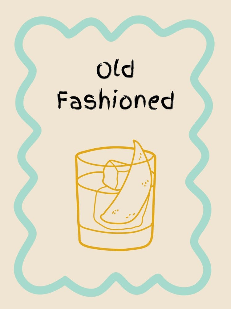 Old Fashioned Doodle Poster Teal & Orange