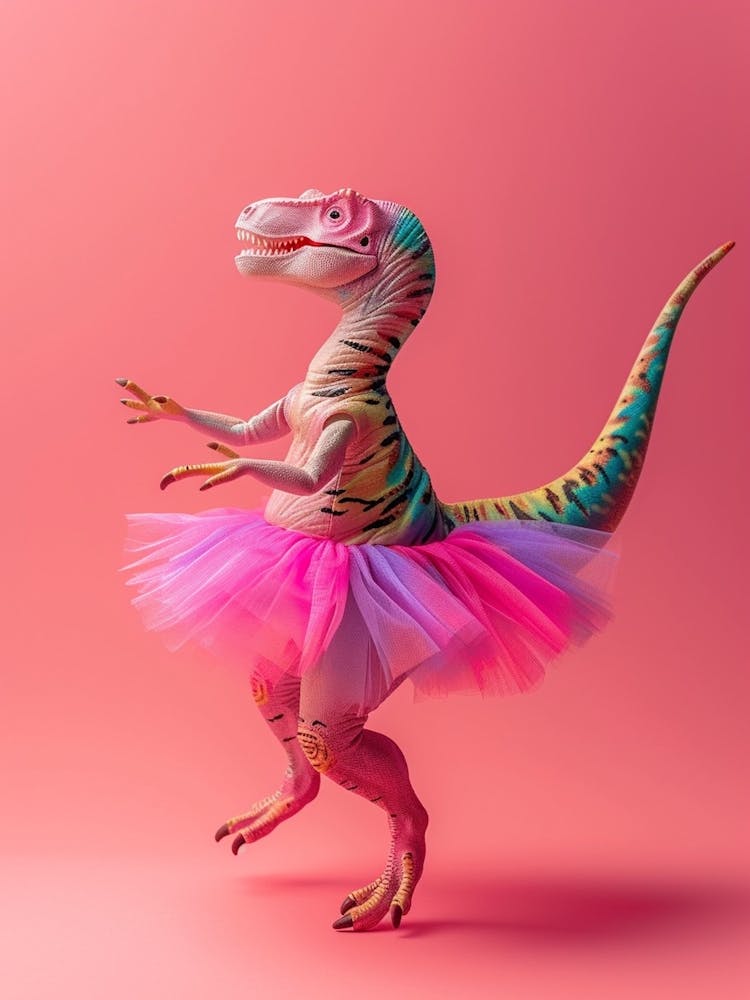 Toy Dinosaur Dancing In A Tutu