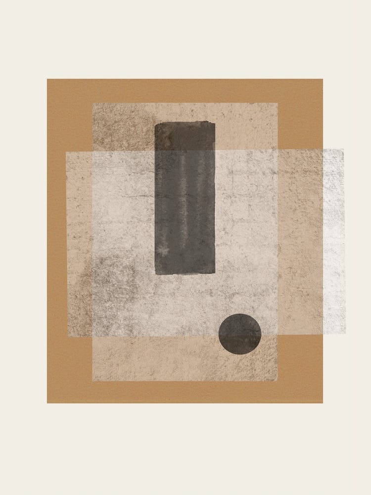 Abstract watercolor Graphic Art, Neutral and Soft Colors, Modern and Contemporary Style, Paper Texture, Collage Objects