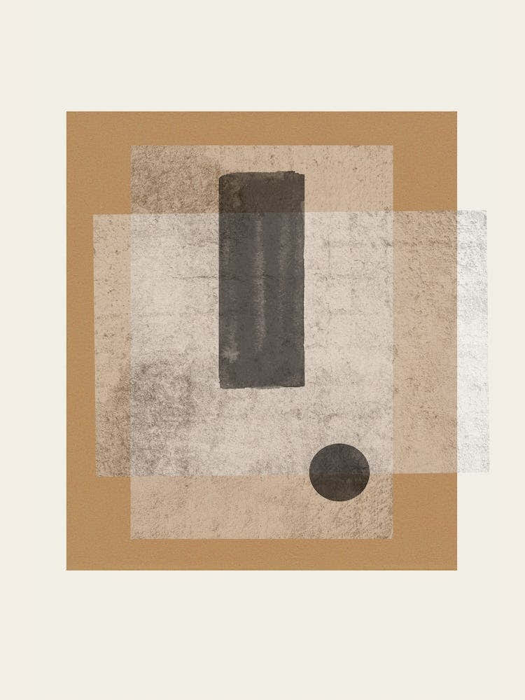 Abstract watercolor Graphic Art, Neutral and Soft Colors, Modern and Contemporary Style, Paper Texture, Collage Objects