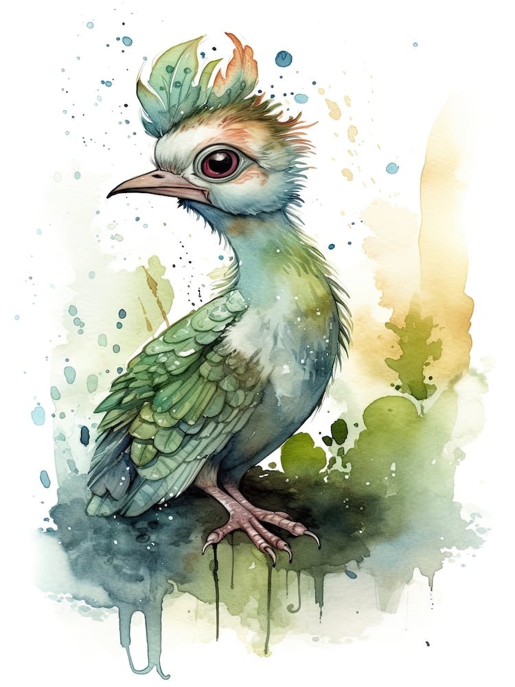 Archaeopteryx Cute Dinosaur Watercolour 2