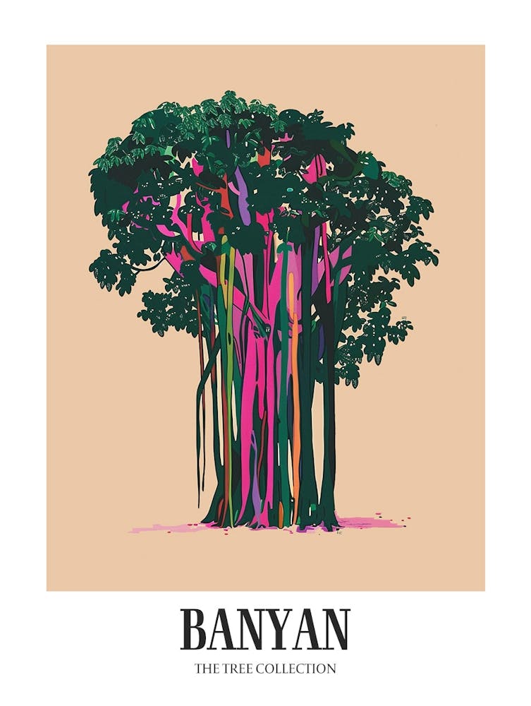 Banyan Tree Colourful Illustration 2 Poster