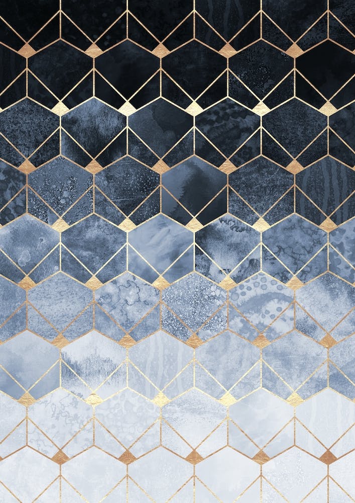 Blue Hexagons And Diamonds