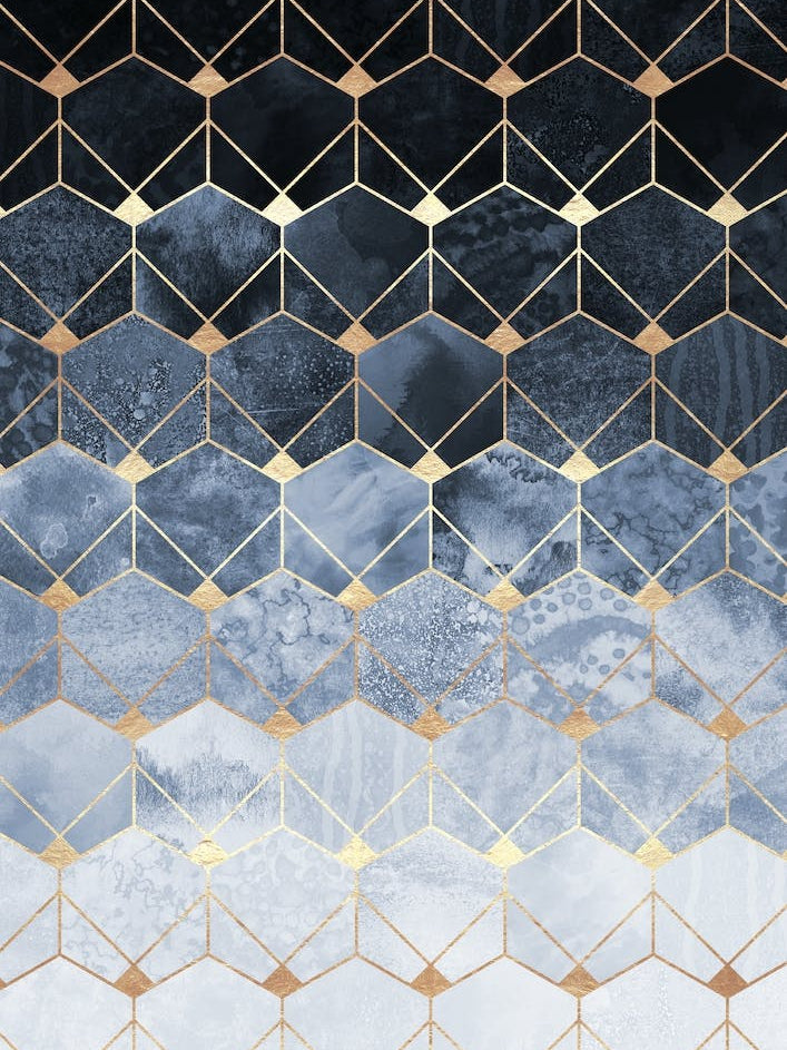 Blue Hexagons And Diamonds
