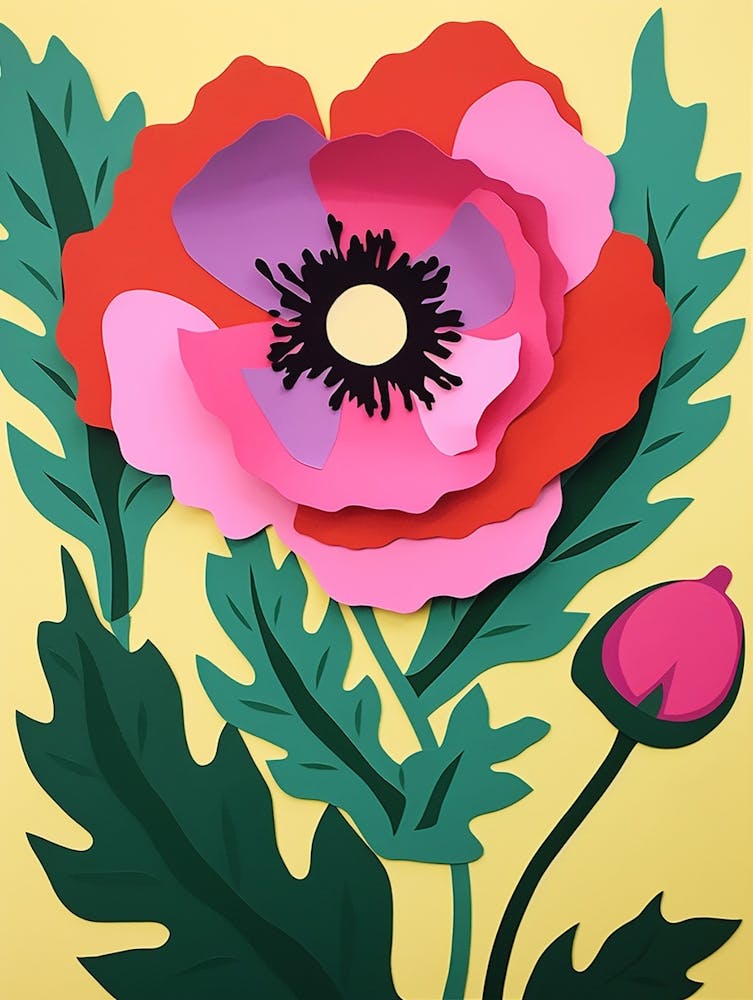 Cut Out Style Flower Art Poppy 3