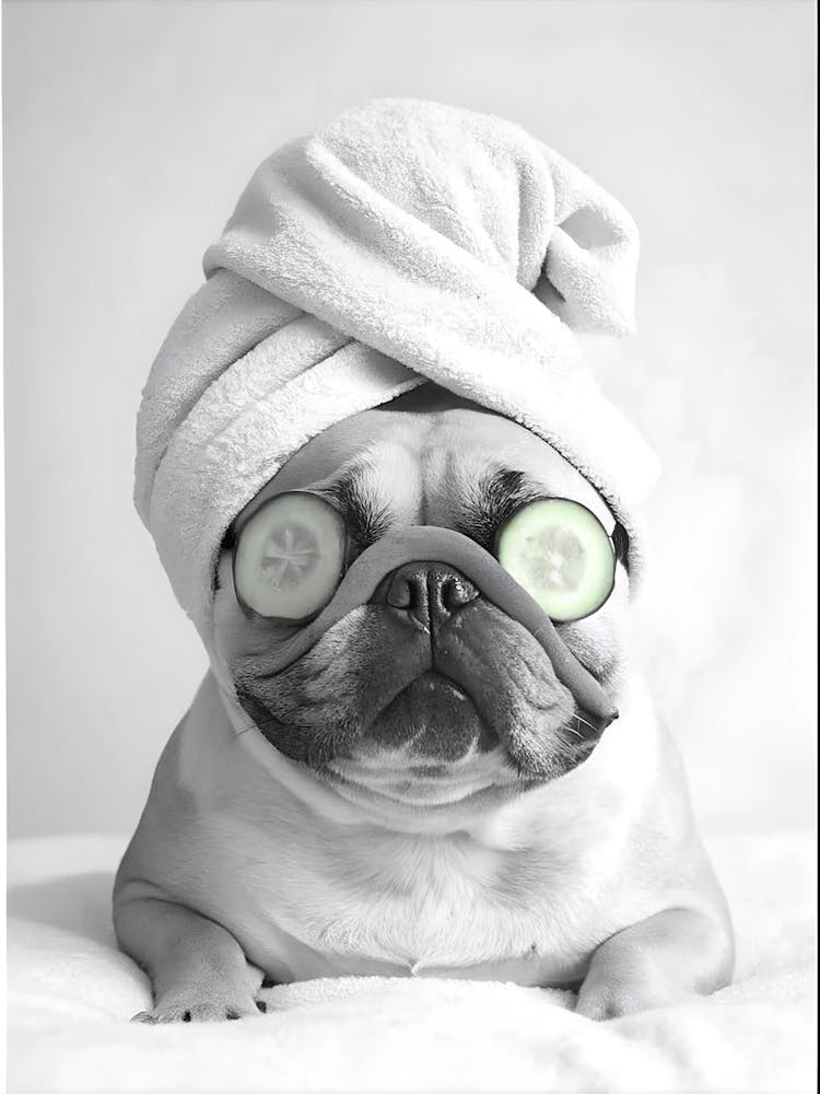 Pug Dog With Towel