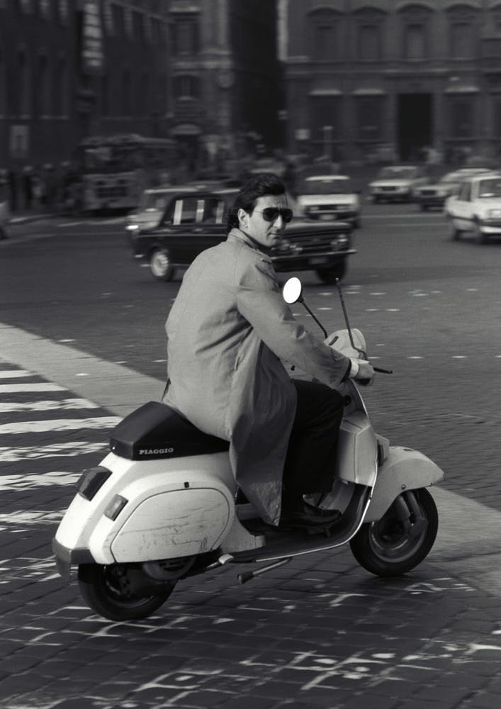 Cool Guy On A Scooter In Rome Italy Black & White