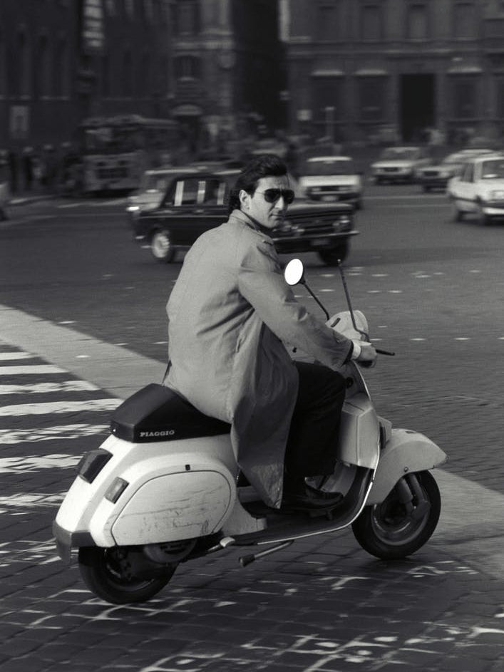 Cool Guy On A Scooter In Rome Italy Black & White