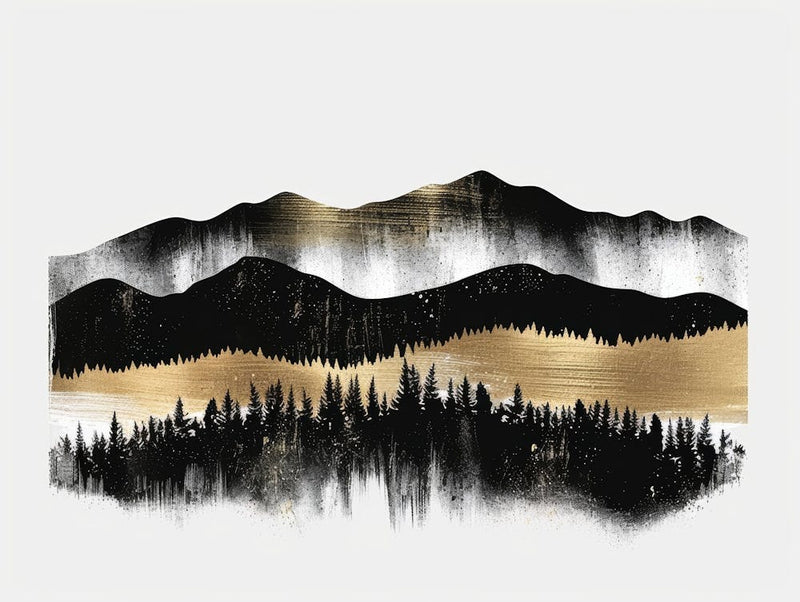 Black And Gold Mountains Canvas Print
