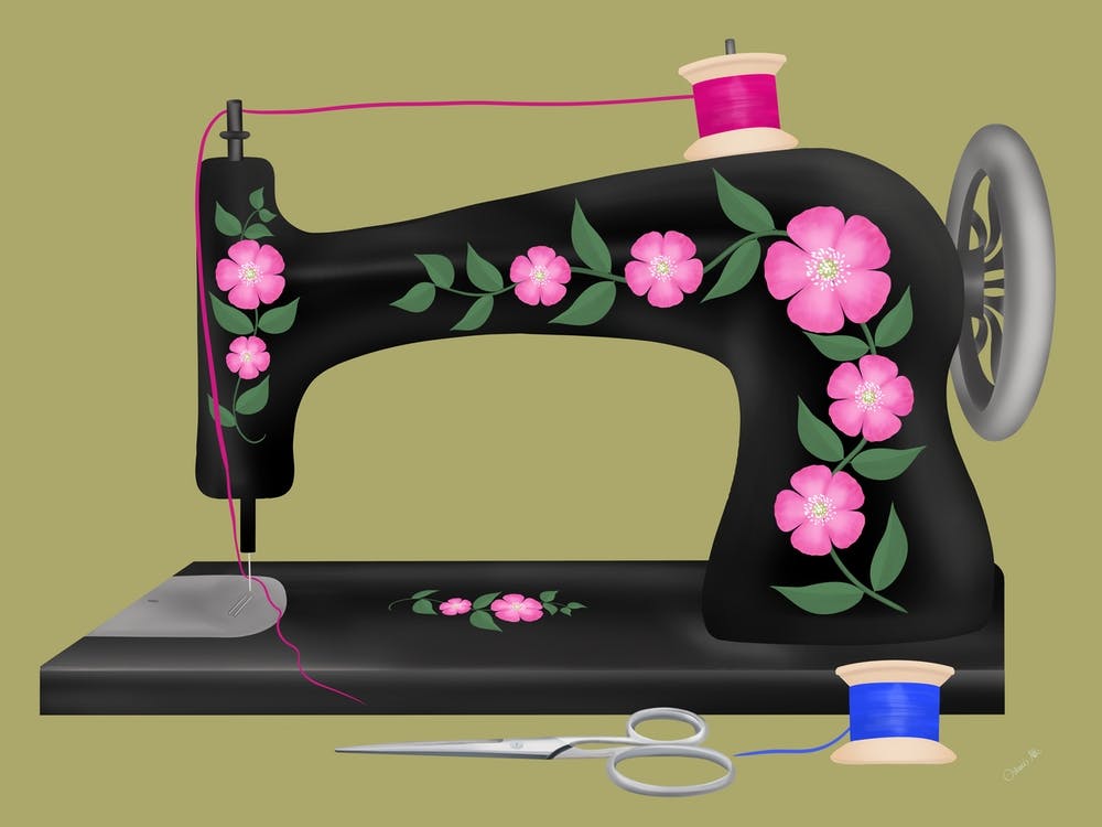 Vintage Floral Sewing Machine