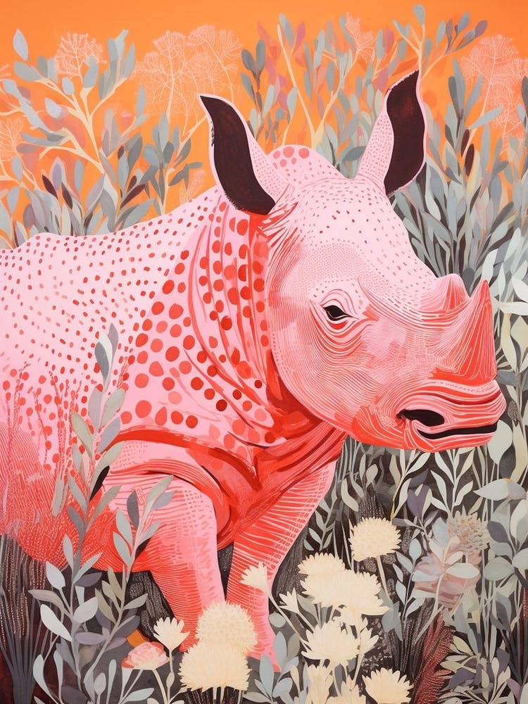 Pink Polka Dot Rhino 1