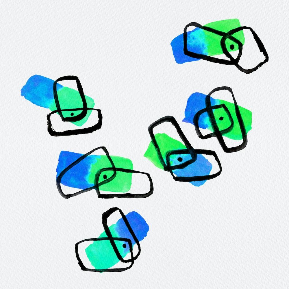 Blue Abstract Shapes Watercolor
