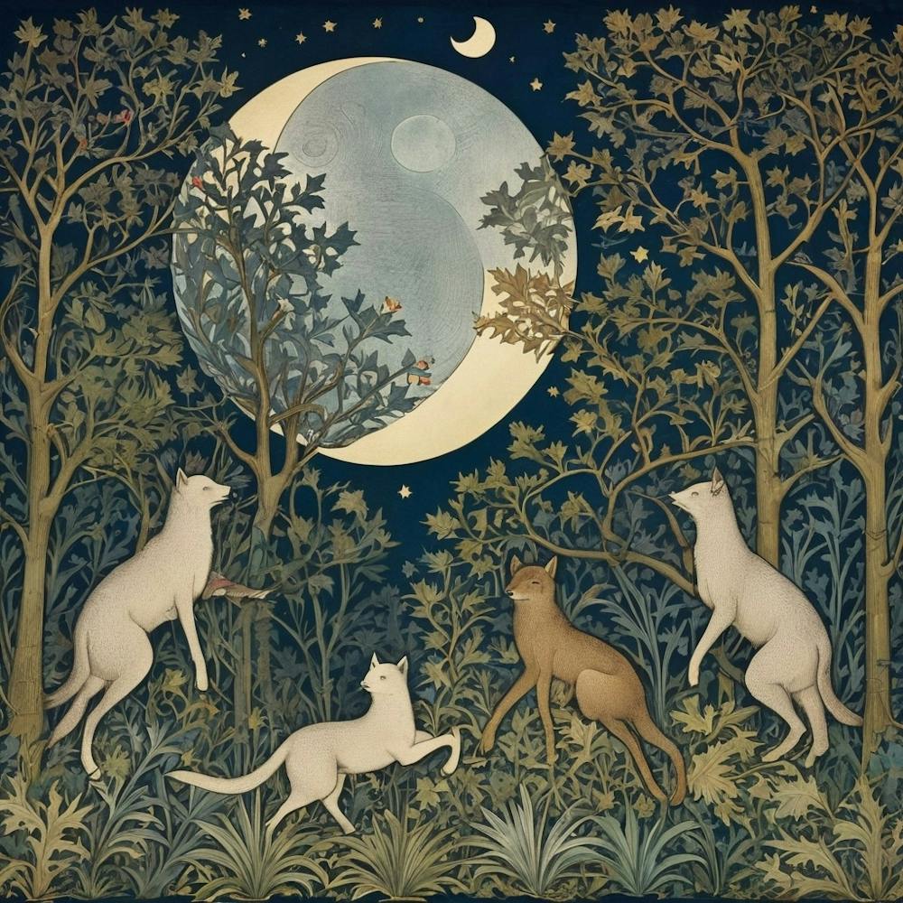 William Morris Print Night Forest Moon Poster Vintage 3 1