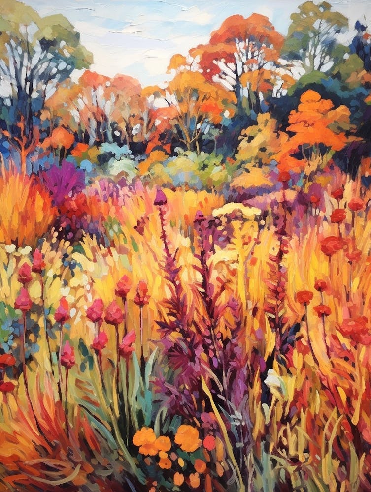 Autumn Gardens Painting Rhs Garden Wisley United Kingdom 2