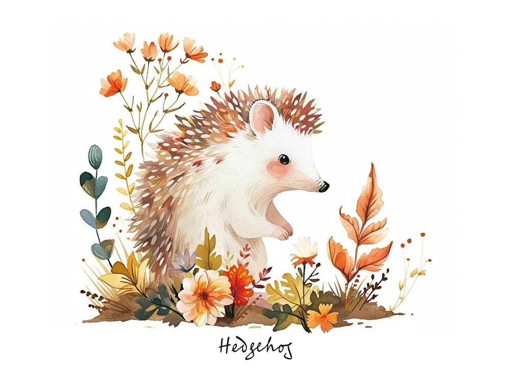 Little Floral Hedgehog 6 Poster