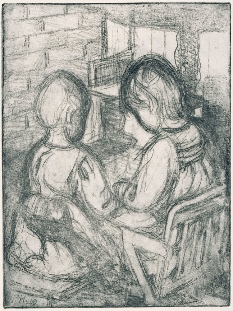 Girls By The Fireplace (1909), Pekka Halonen