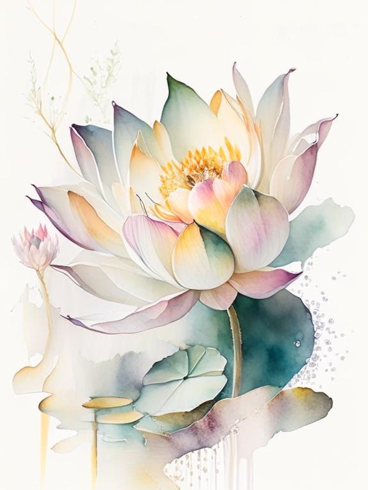 Lotus Flower Bouquet Storybook Watercolour 3
