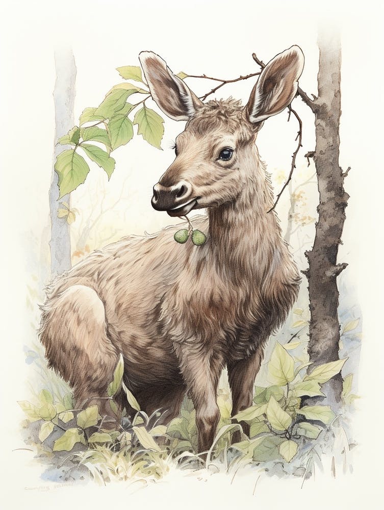 Storybook Animal Watercolour Moose 3