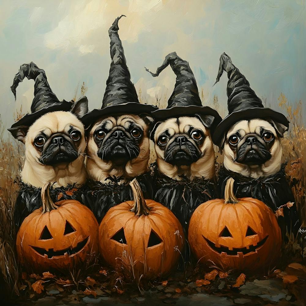Halloween Pugs In Oil 9