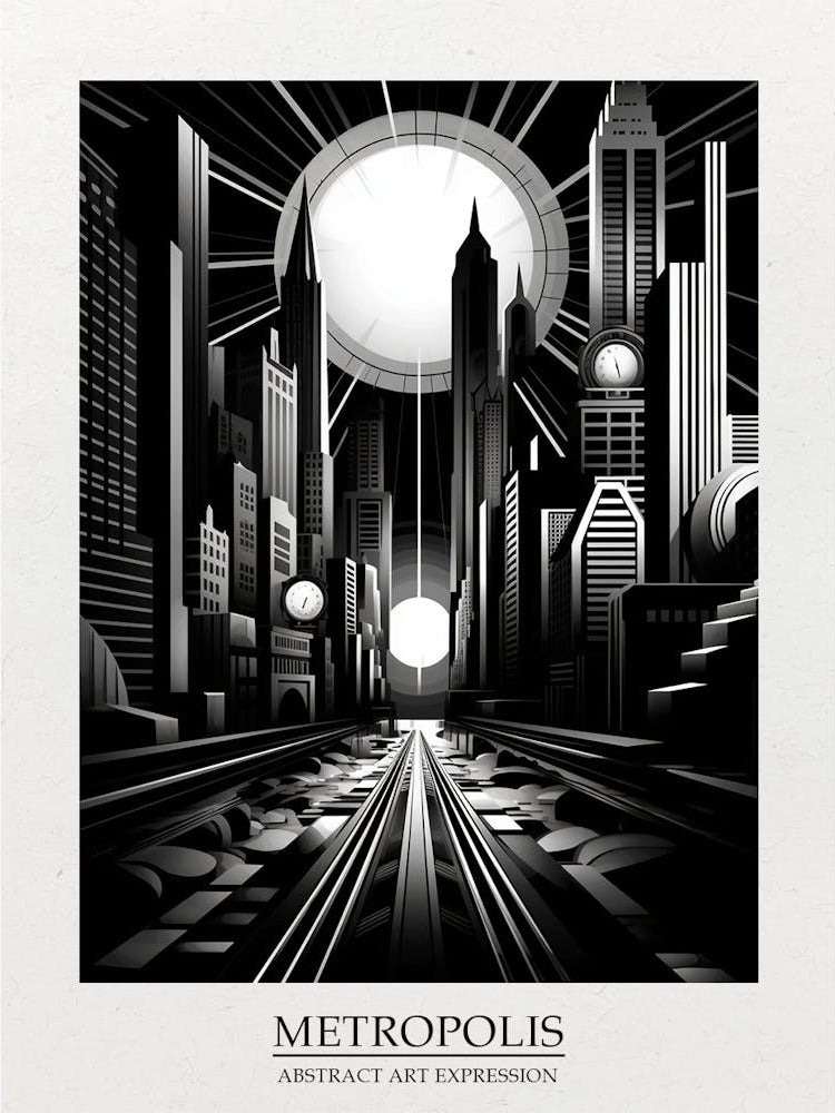 Metropolis Abstract Black And White 7 Poster
