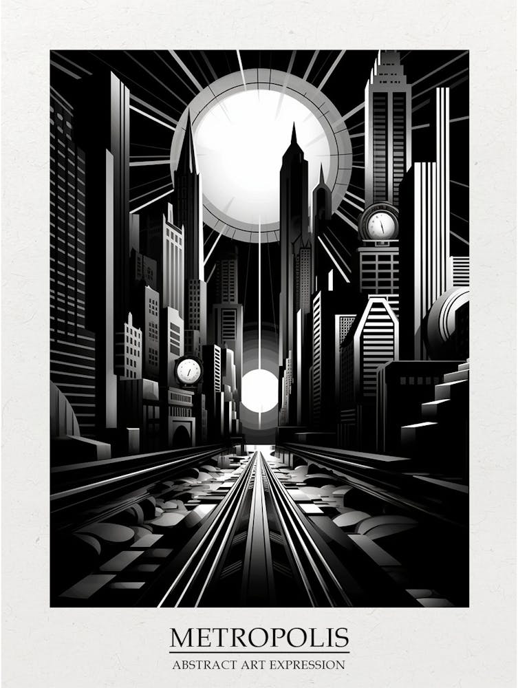 Metropolis Abstract Black And White 7 Poster