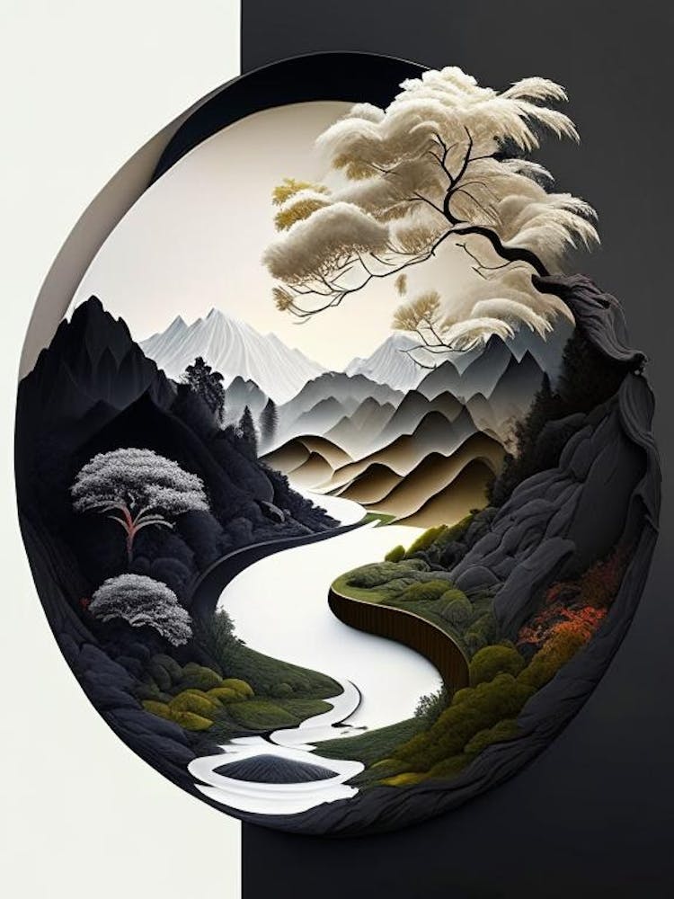 Landscapes Yin and Yang Illustration
