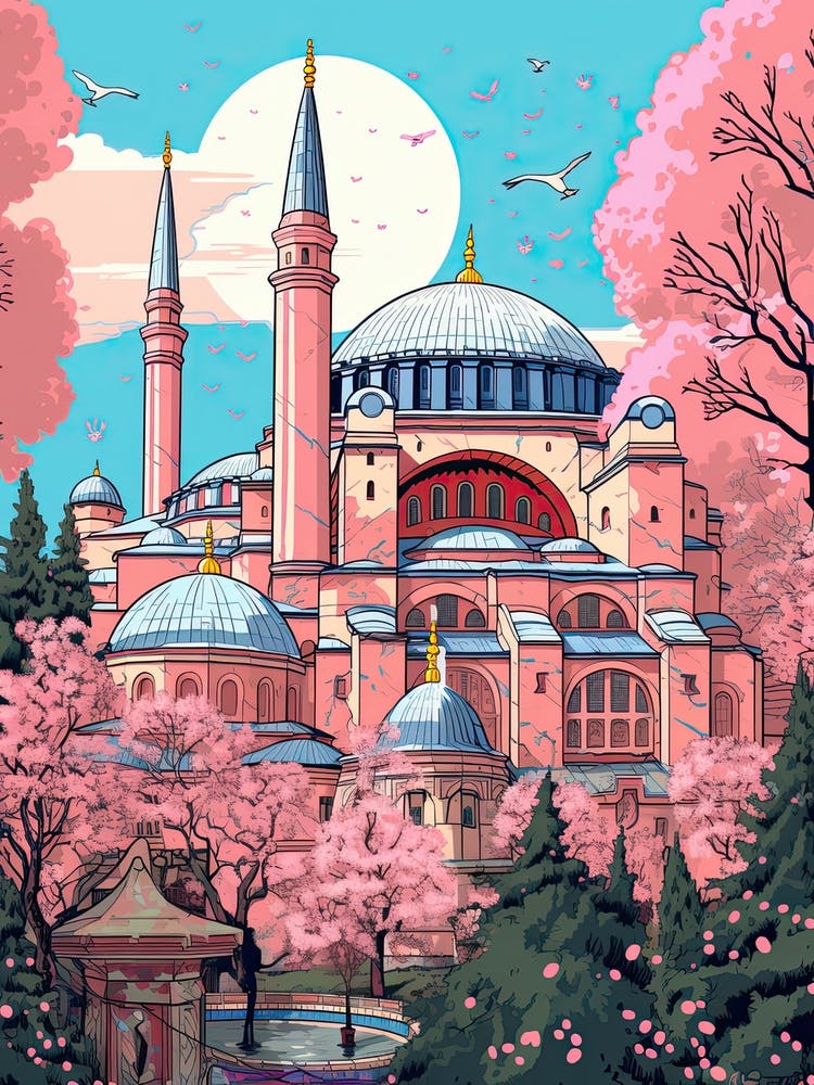 Hagia Sophia   Istanbul, Turkey   Cute Botanical Illustration Travel 3