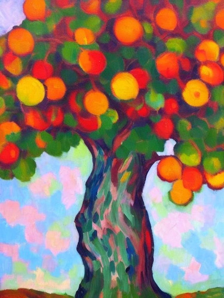 Bur Oak 2 tree Abstract Block Colour