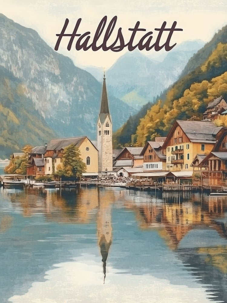 Aihrgdesign A Classic 1960s Travel Poster For Hallstatt 2