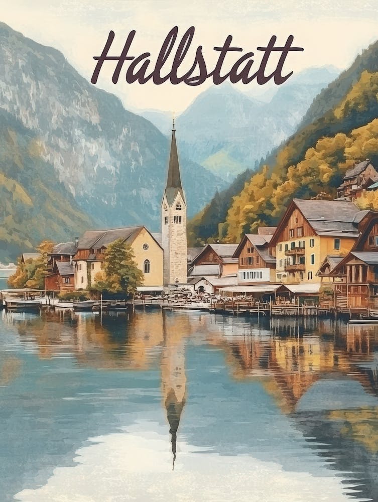 Aihrgdesign A Classic 1960s Travel Poster For Hallstatt 2