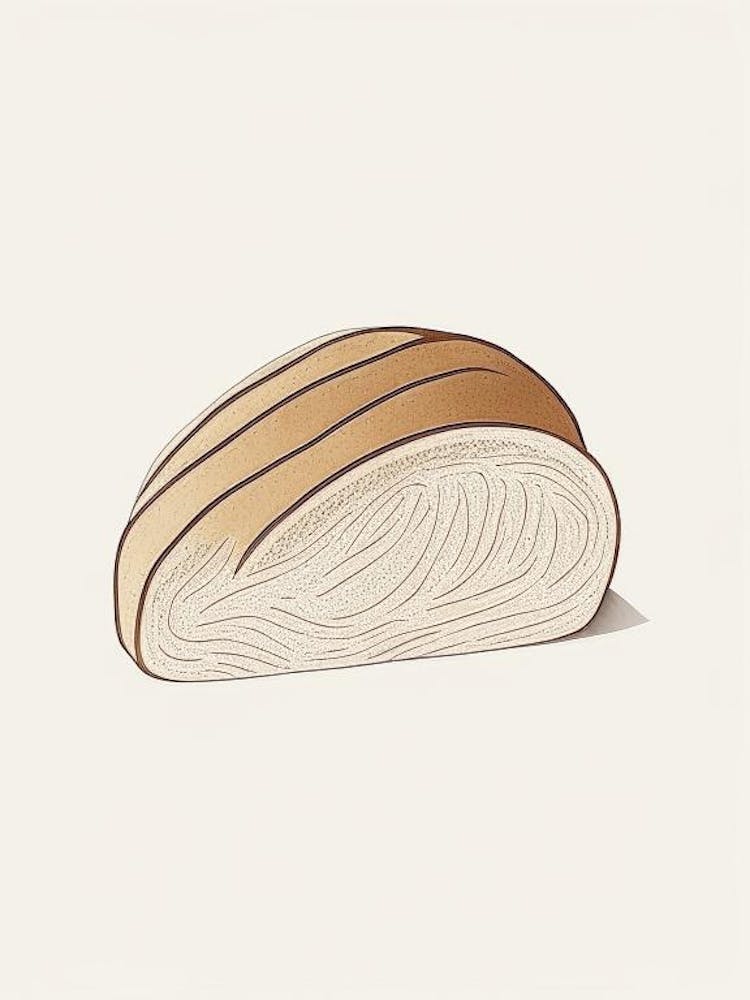 Buckwheat Bread Bakery Product Minimalist Line Drawing