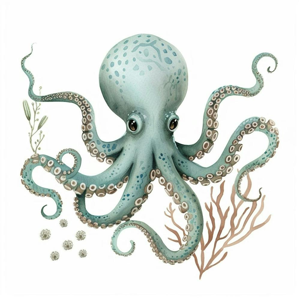 Storybook Style Octopus With White Background 1
