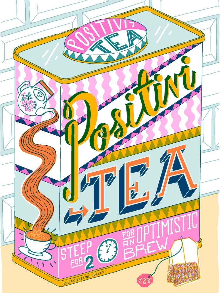 Positivity Tea Caddy Typography Kitchen