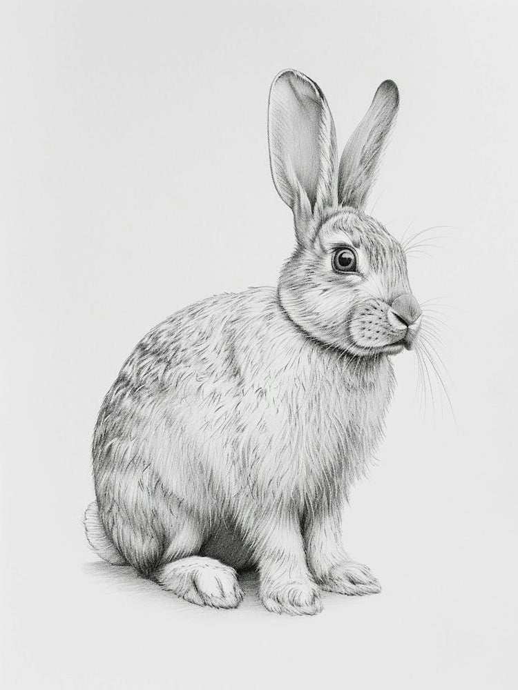 American Fuzzy Rabbit Drawing 2