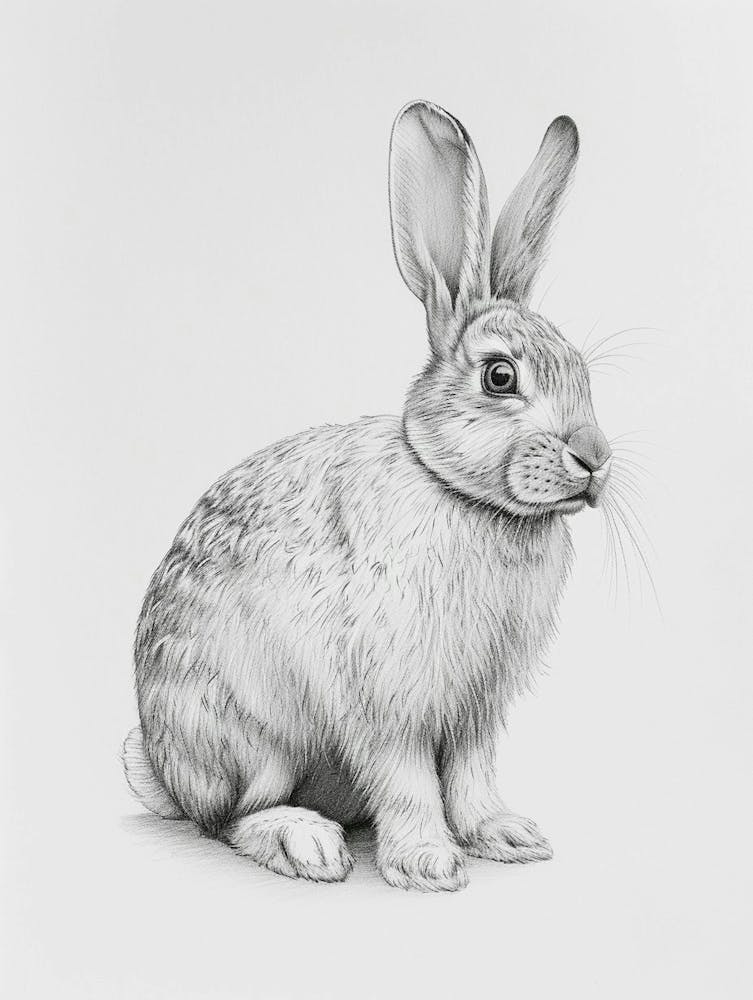 American Fuzzy Rabbit Drawing 2