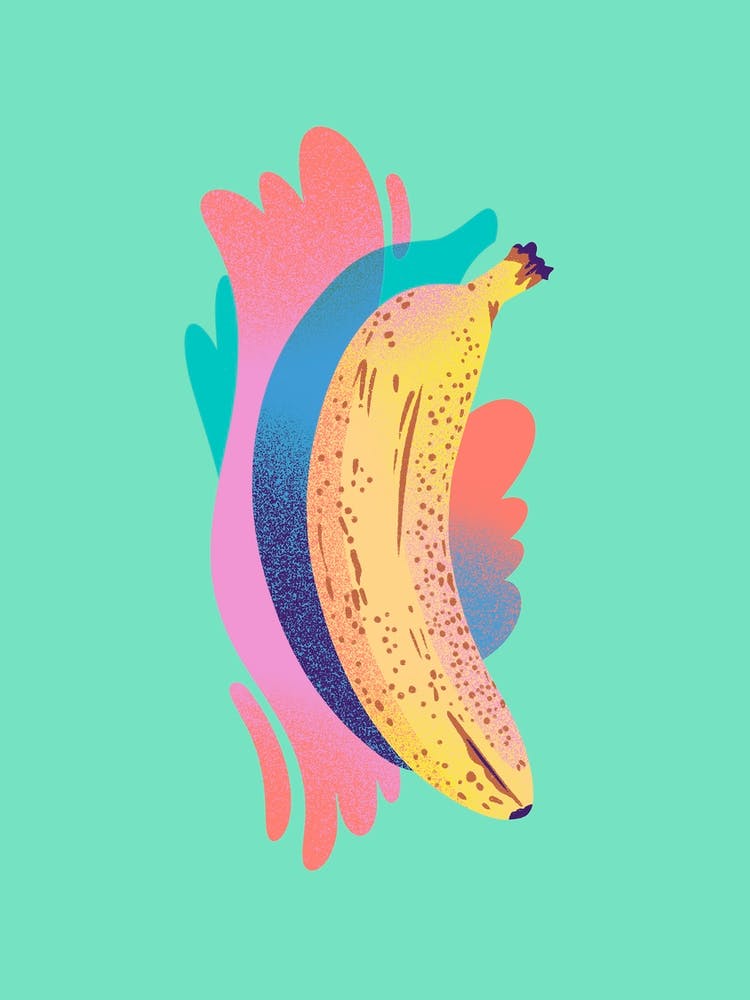 Banana Art Splashed On Mint