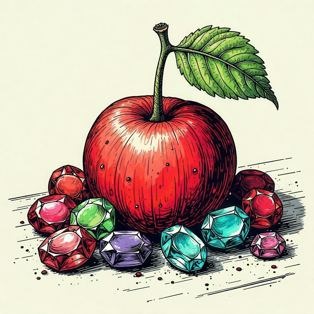 Red Apple With Jewels
