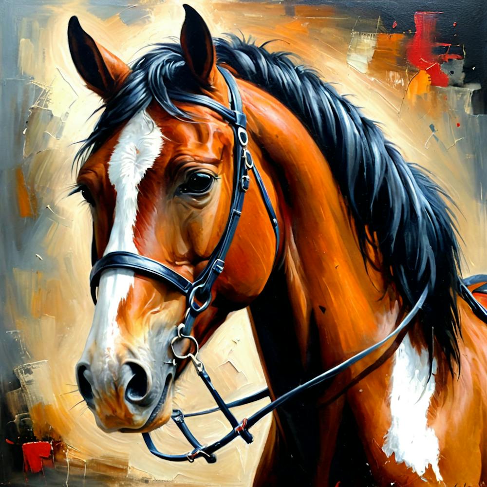 Caballo Pintado Al Oleo Efecto Pintura