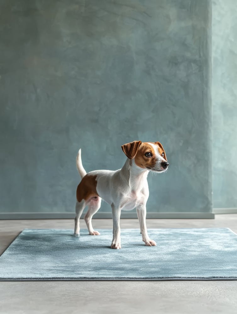 Dog Standing On A Rug. Generated AI.
