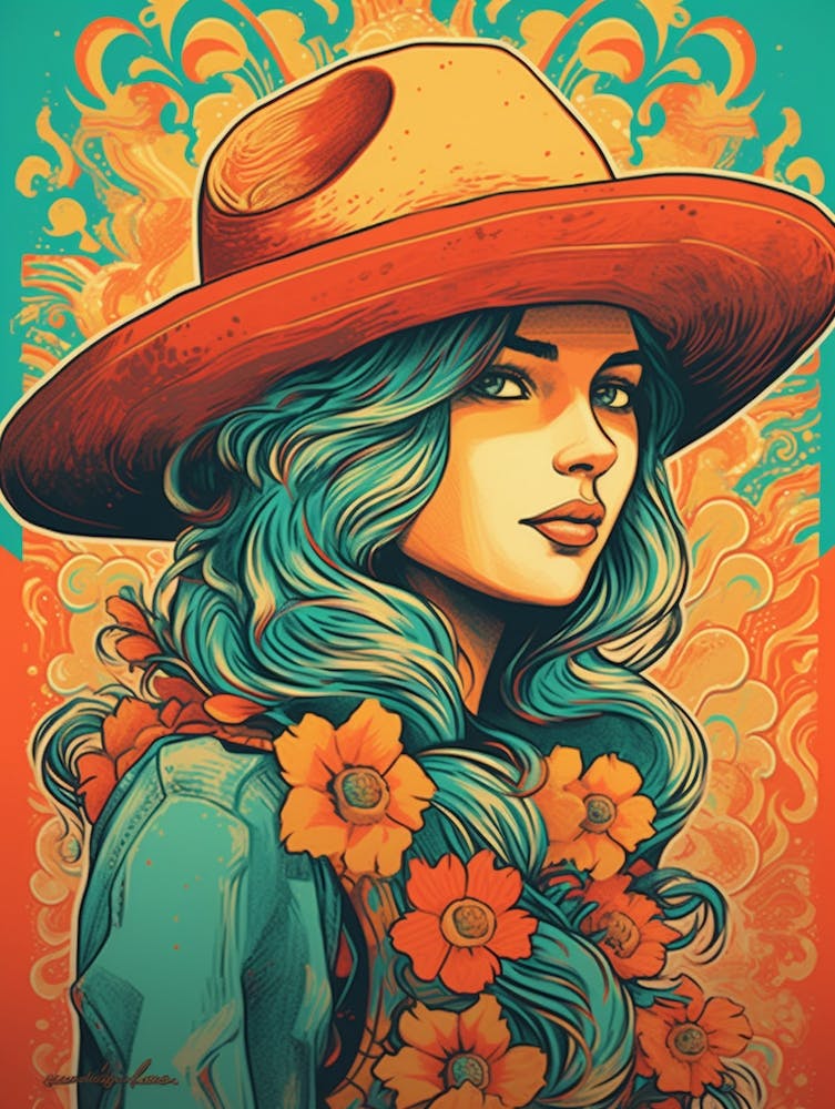 Portrait Cowgirl Illustration 1