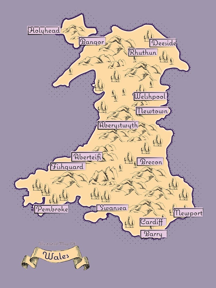 Vintage Wales Map