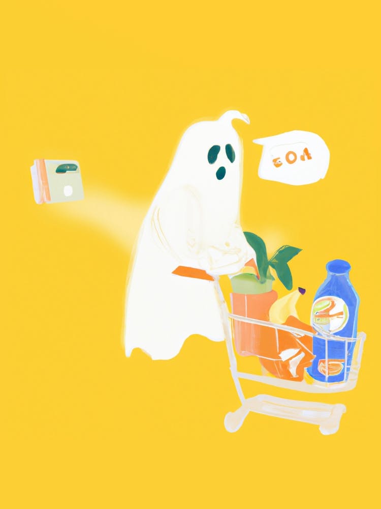 Cute Llitle Ghost At The Supermarket