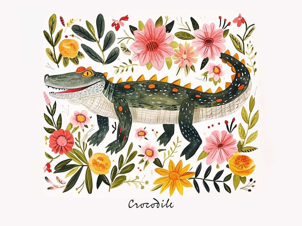 Little Floral Crocodile 1 Poster