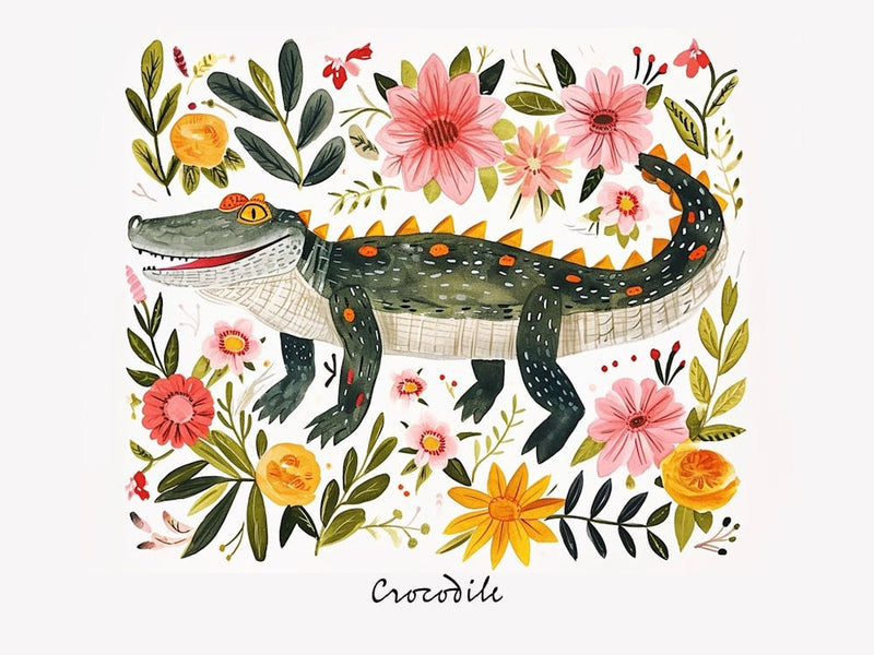 Little Floral Crocodile 1 Poster