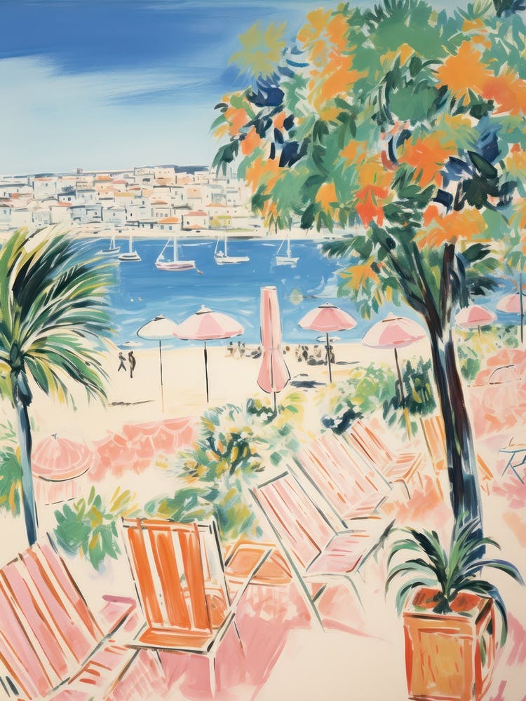 Marina Di Ragusa, Sicily Italy Beach Club Lido Aquarell 2