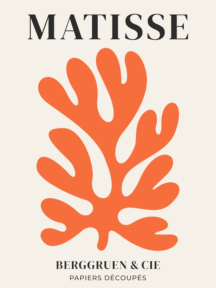 Matisse Orange Coral Reef Papier Decoupes, matisse, abstract, cut outs, french, boho, classic, pop art, retro, vintage, minimal, blue, coral reef, european, botanical