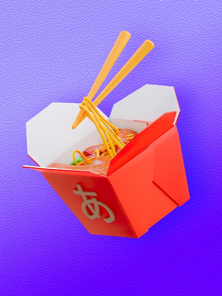 Noodle, plastic 3D — Food kitchen poster/blackboard, photo art